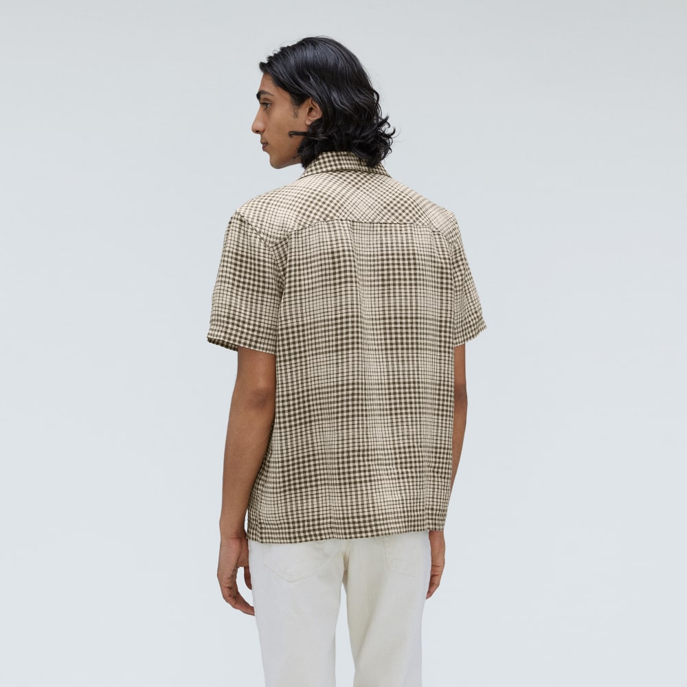 The Resort Shirt in Linen | Beech / Parchment Grid