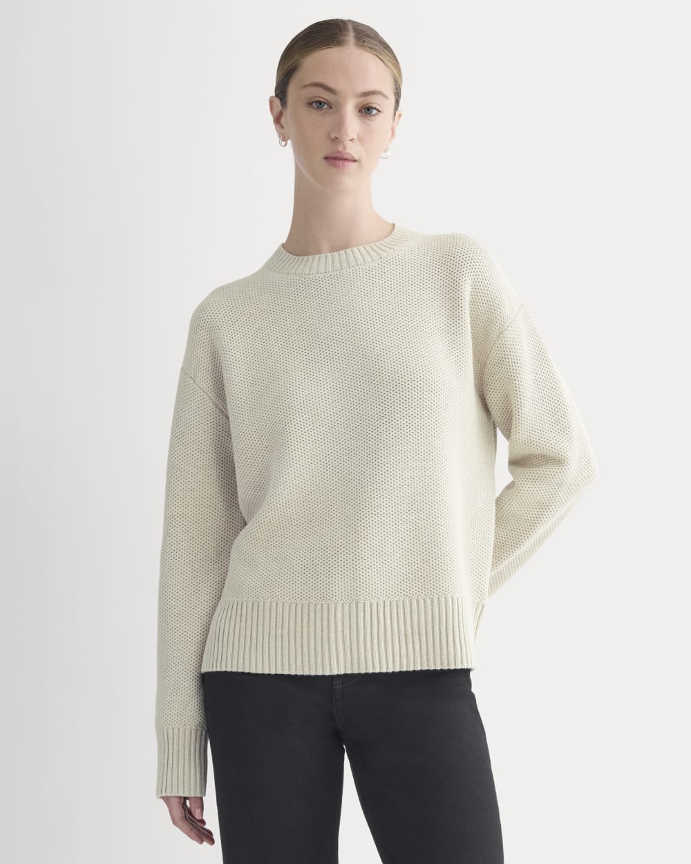 The Cotton Honeycomb Square Crew | Heathered Oat
