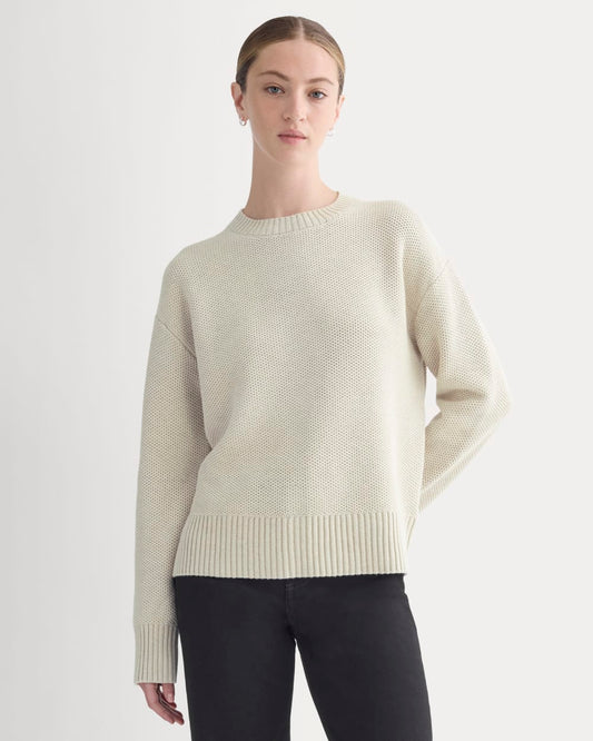 The Cotton Honeycomb Square Crew | Heathered Oat