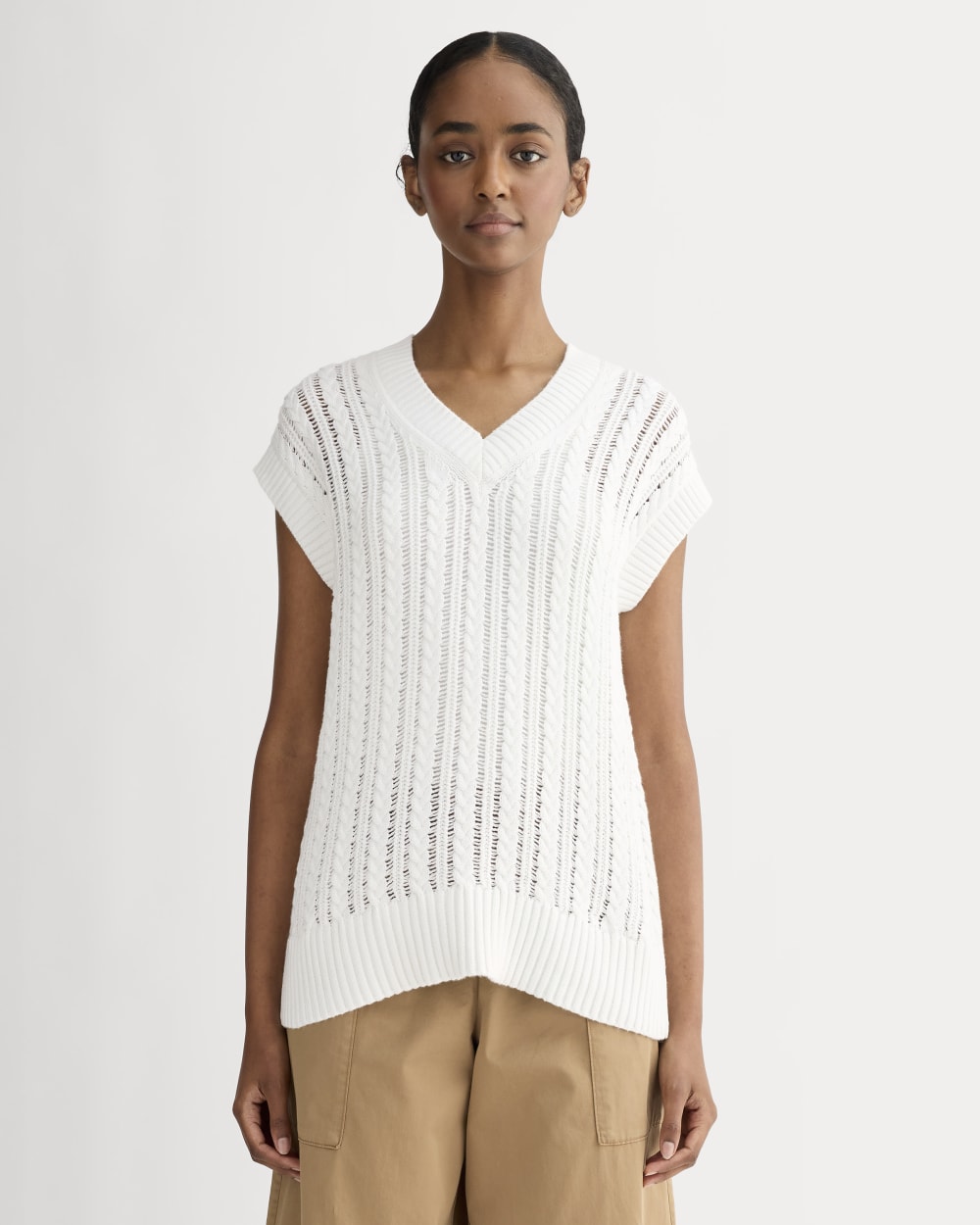 The Mesh Cable Vest in Everyday Cotton | White