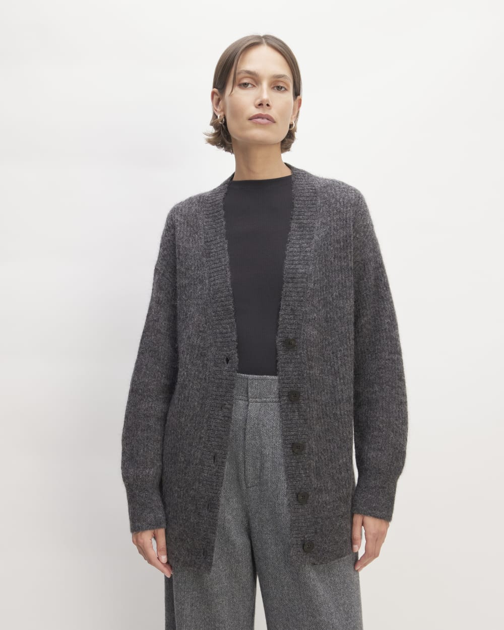 The Alpaca Oversized Cardigan | Dark Charcoal