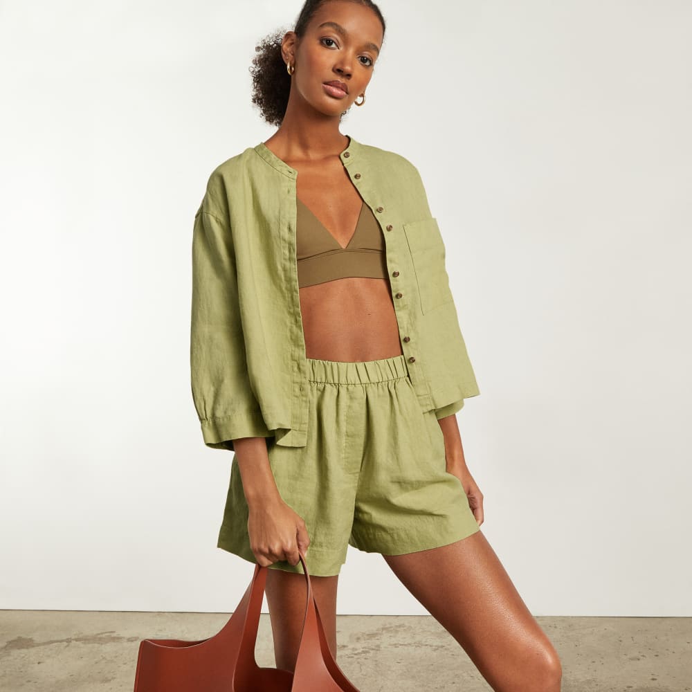 The Linen Billow Blouse | Leek