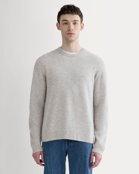 The Fisherman Crew in Wool Cashmere | Light Heather Grey