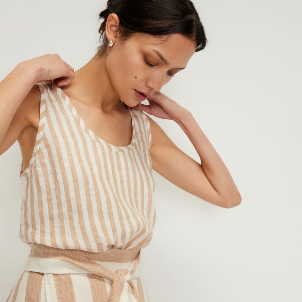 The Scoop Tank in Linen | Bone / Caramel