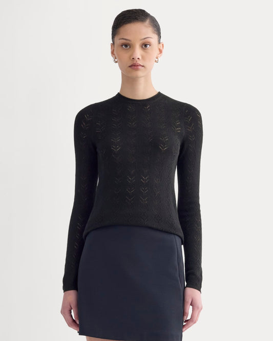 The Pointelle Crew in Ultrasoft Merino | Black