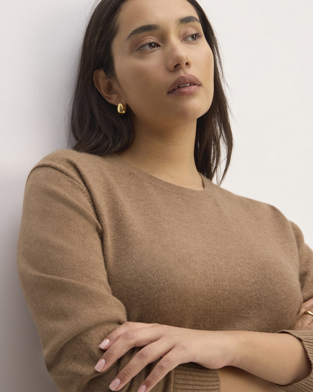 The Classic Crew in Cashmere | Heathered Brown