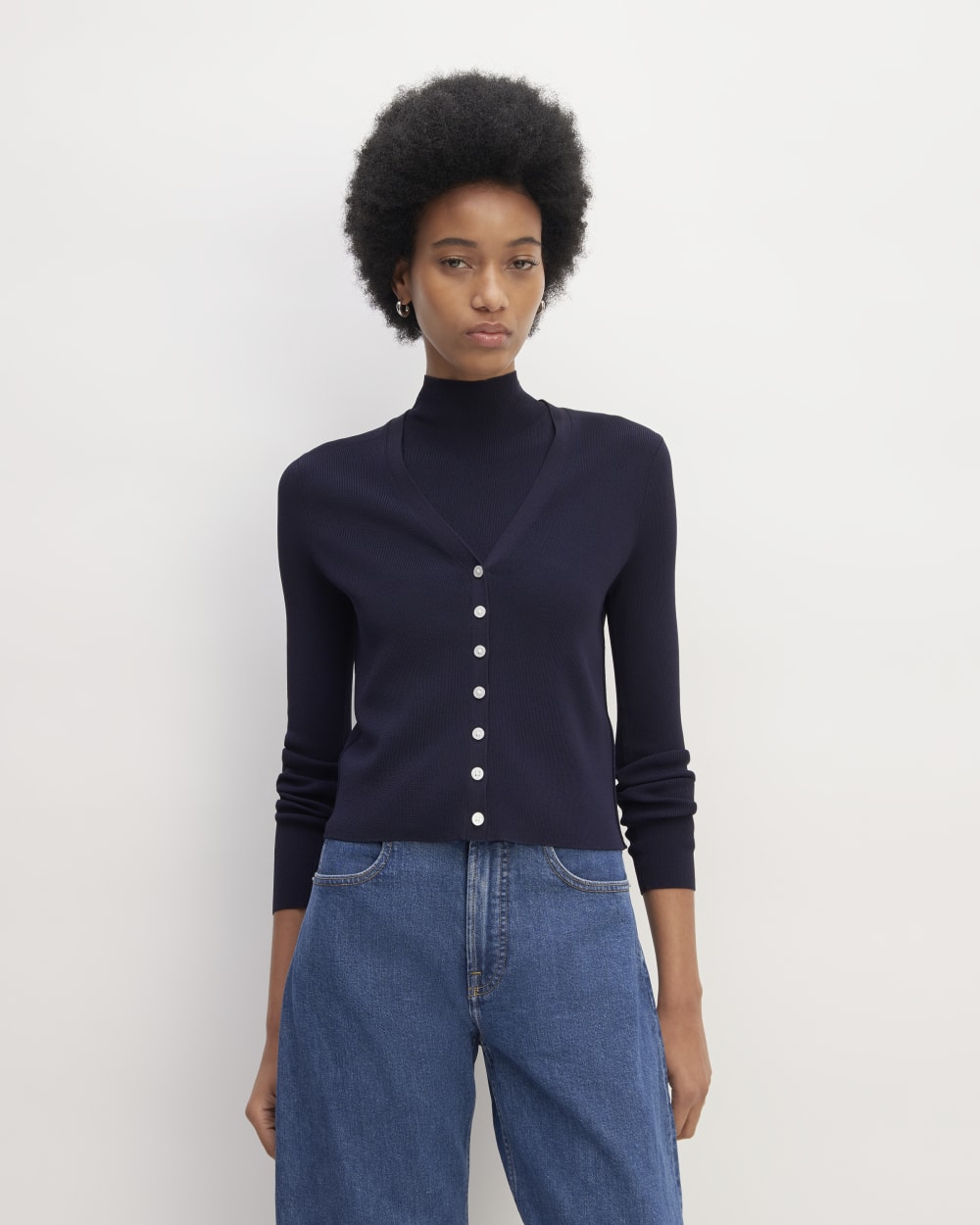 The Viscose Knit Cardigan | Navy