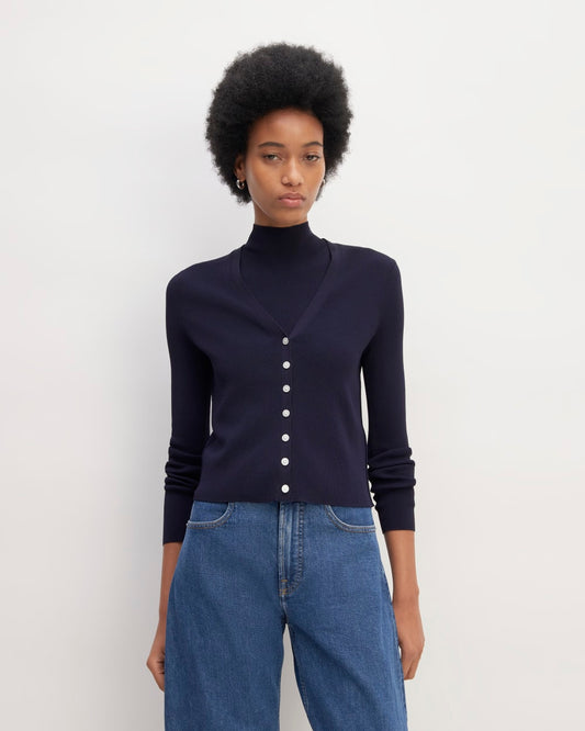 The Viscose Knit Cardigan | Navy
