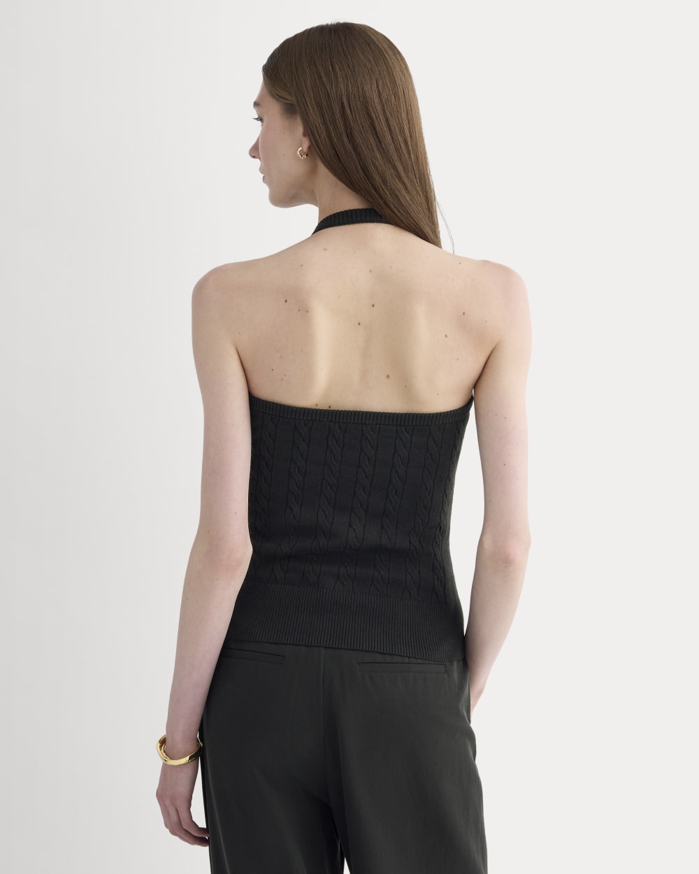 The Cable Halter in Cotton Cashmere | Black