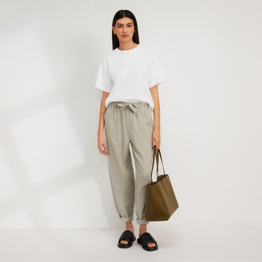 The Linen Pull-On Barrel Pant | Seagrass