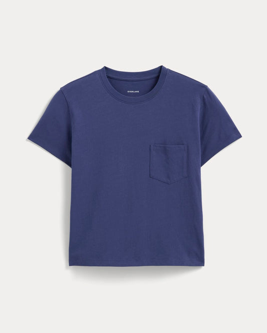 The Box-Cut Tee in Essential Cotton | Deep Cobalt | Pocket