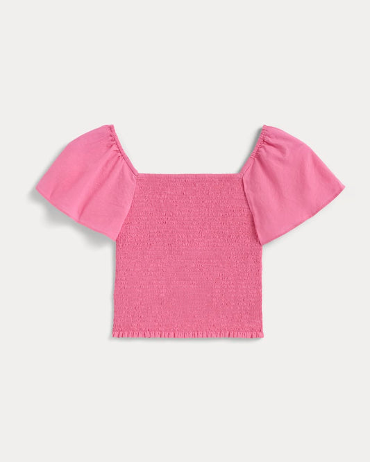 The Gauze Smocked Top | Deep Pink