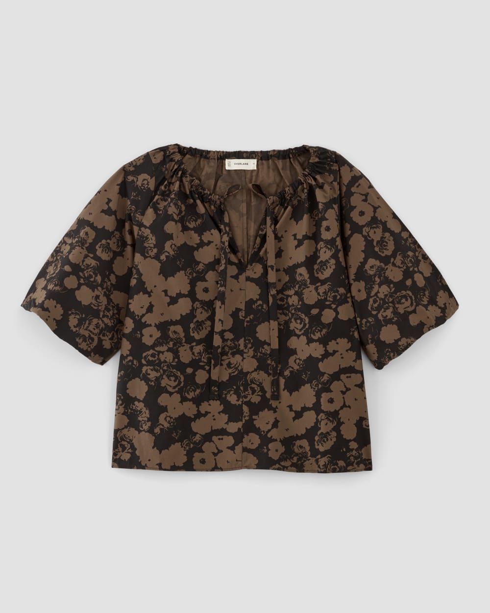 The Supima® Puff-Sleeve Top | Black / Cocoa Floral