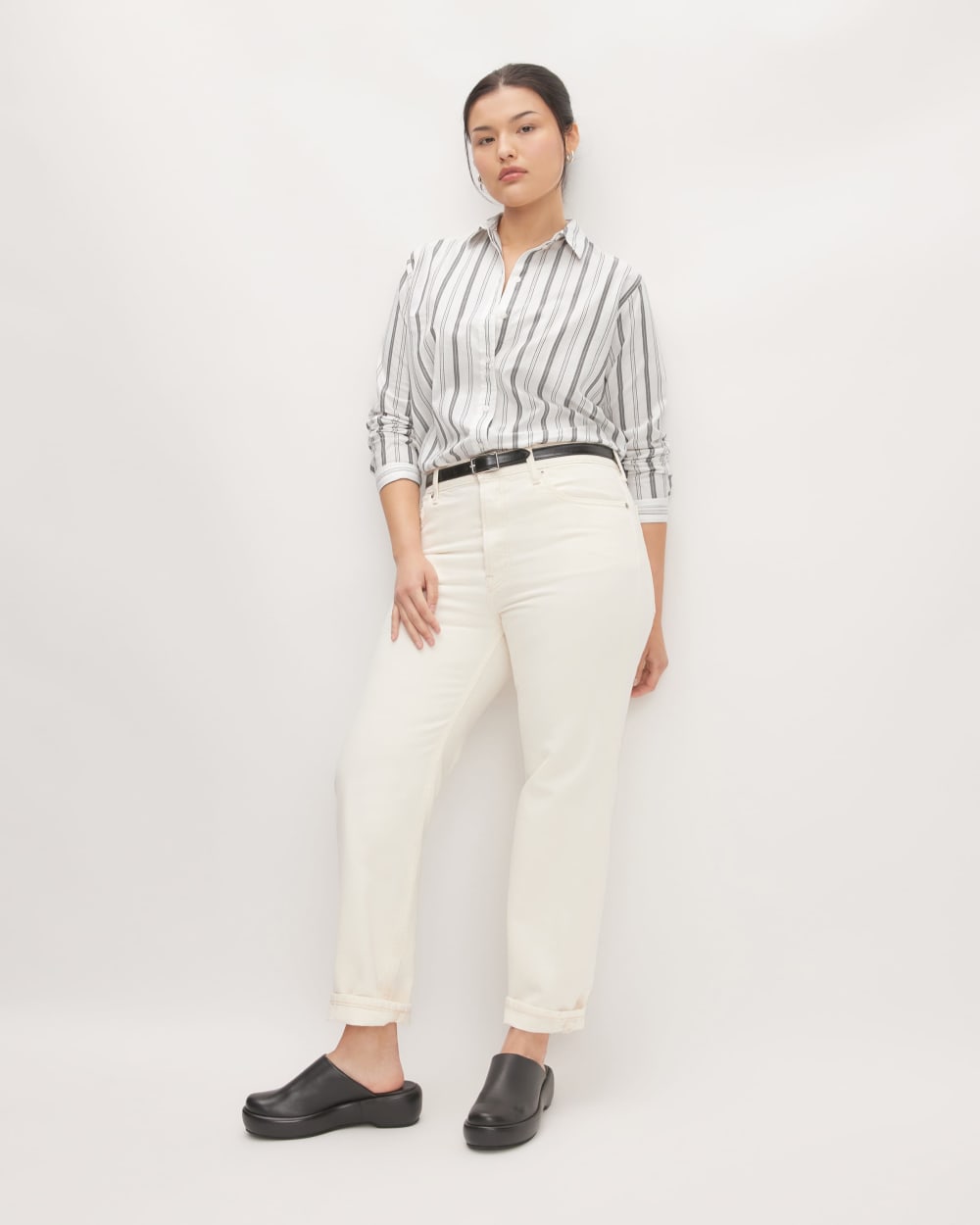 The Must-Have Shirt in Silky Cotton | Bone / Black