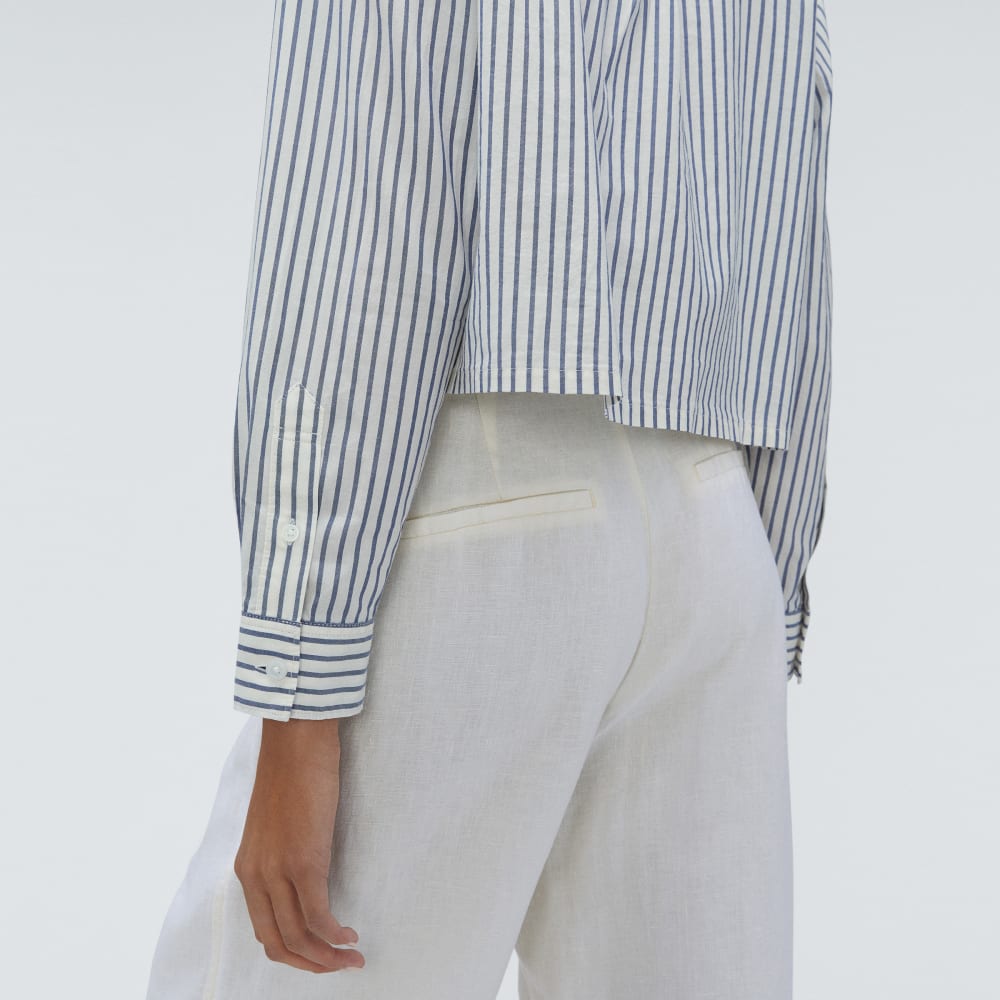 The Way-Short Shirt in Silky Cotton | Deep Blue / Canvas