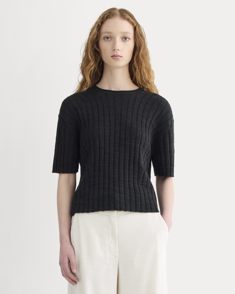 The Oversized Tee in Cotton Linen | Black