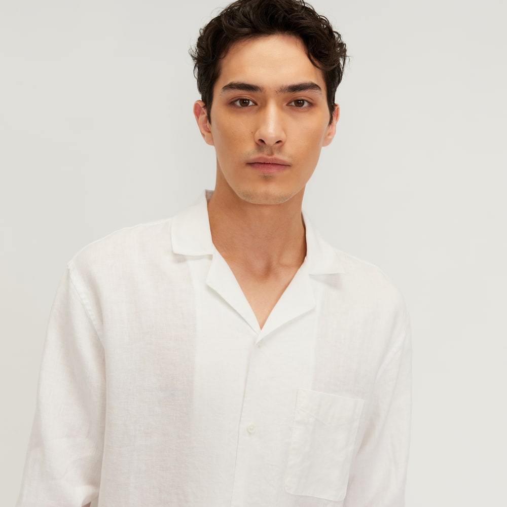 The Relaxed Linen Long-Sleeve Shirt | White