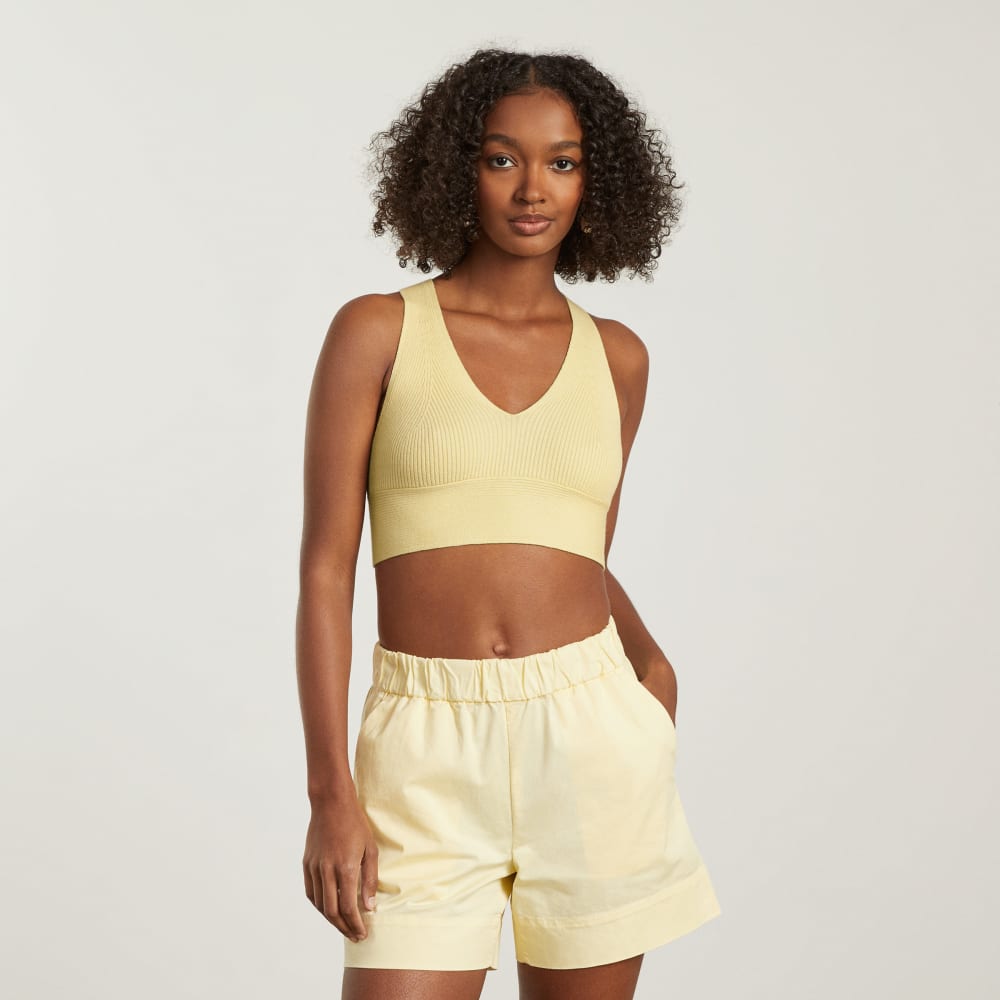 The Cross-Back Cropped Sweater Top | Pastel Yellow