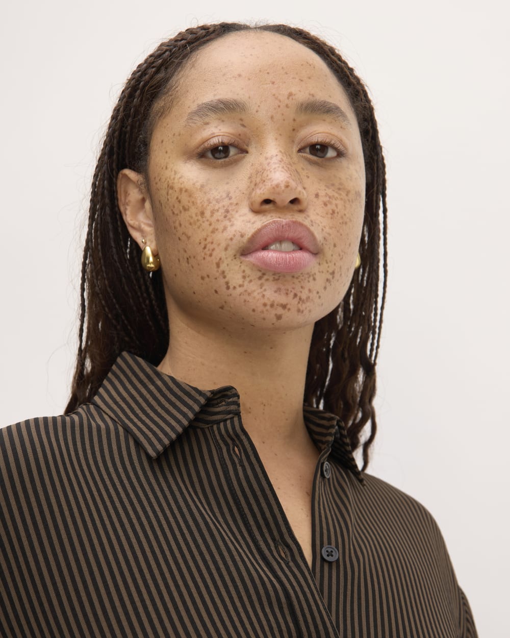 The Mini Jacquard Stripe Shirt Dress | Cocoa / Black