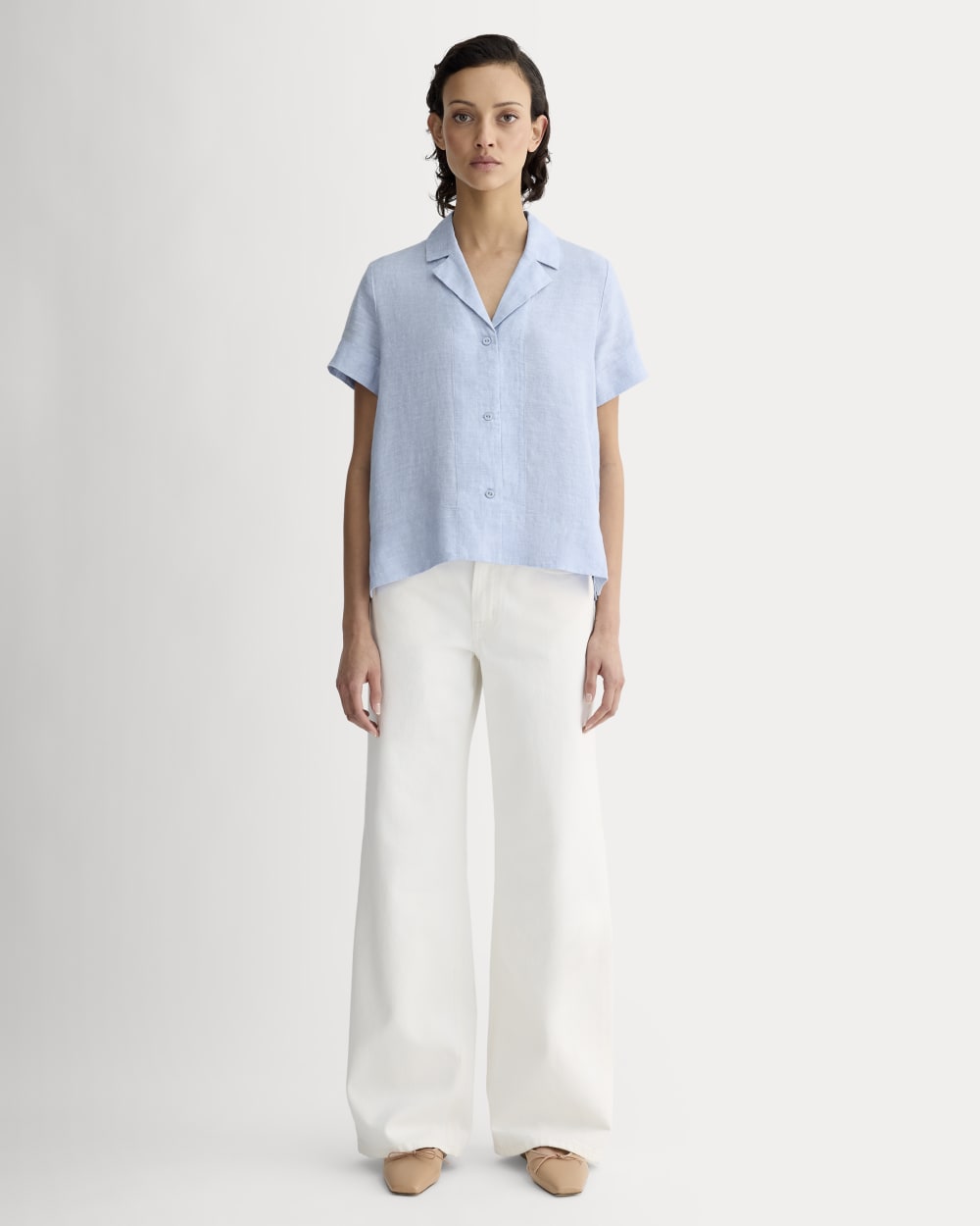 The Notch Shirt in Linen | Light Blue