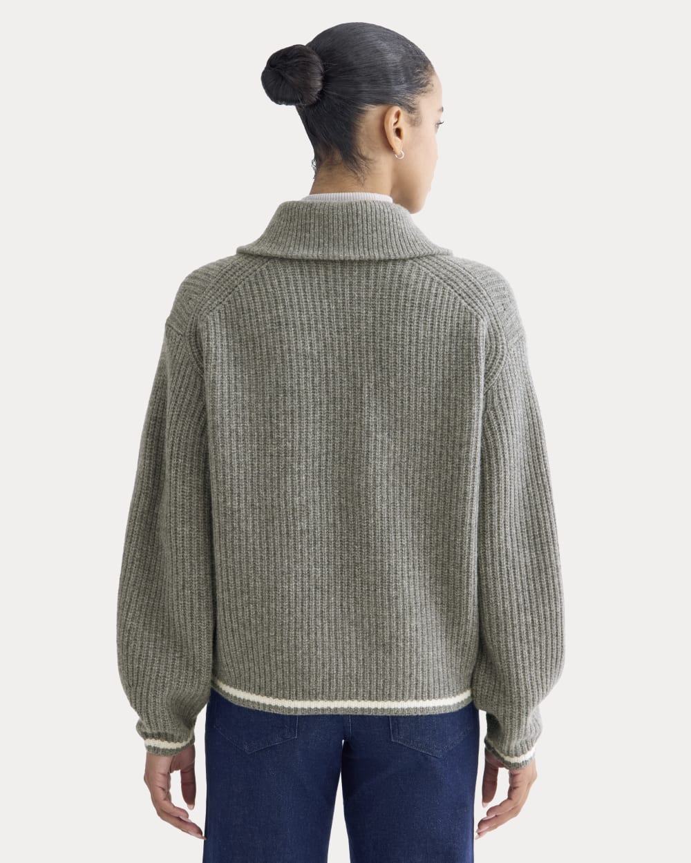 The Half-Zip Sweater in Luxe Merino |  Heathered Grey