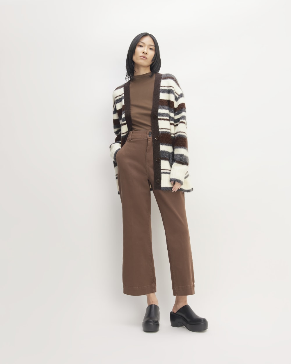 The SuperFuzz Alpaca Cardigan | Bone / Hot Fudge / Heather Charcoal