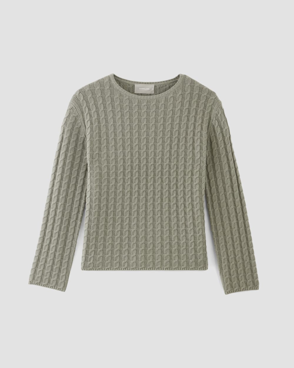 The Cotton Merino Cable Crew | Sage Green