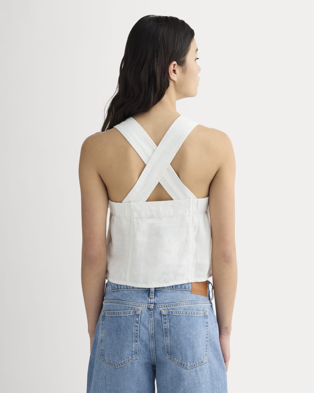 The Crossback Tank in Linen | Natural Chambray