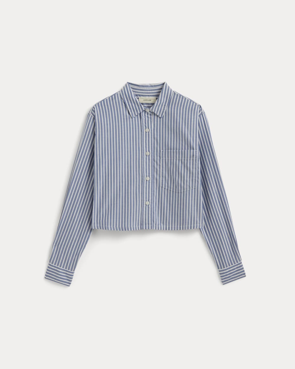 The Way-Short Shirt in Silky Cotton | Bone / Mazarine Blue