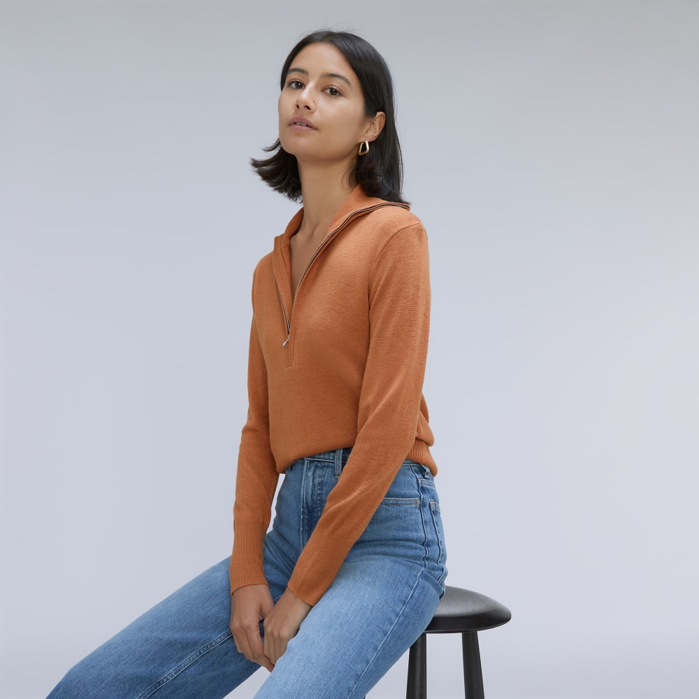 The Luxe Merino Half-Zip Sweater | Tawny Brown