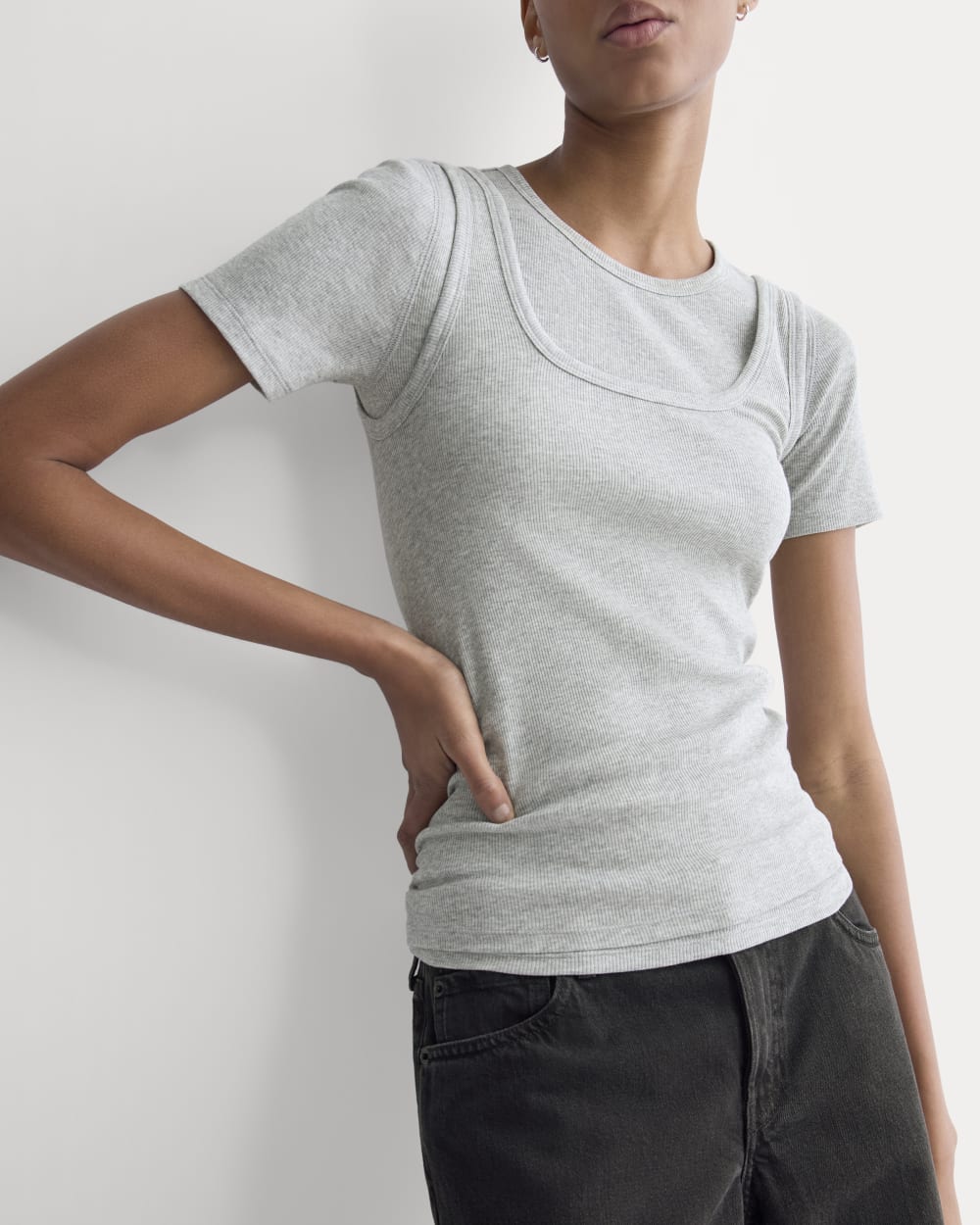 The Luxe Rib Square-Neck Tank | Classic Heather Grey