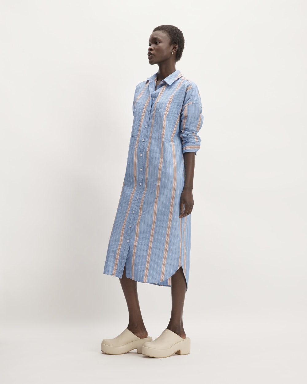 The Midi Cotton Shirt Dress | Parisian Blue / Black / Rusted Red / Bone