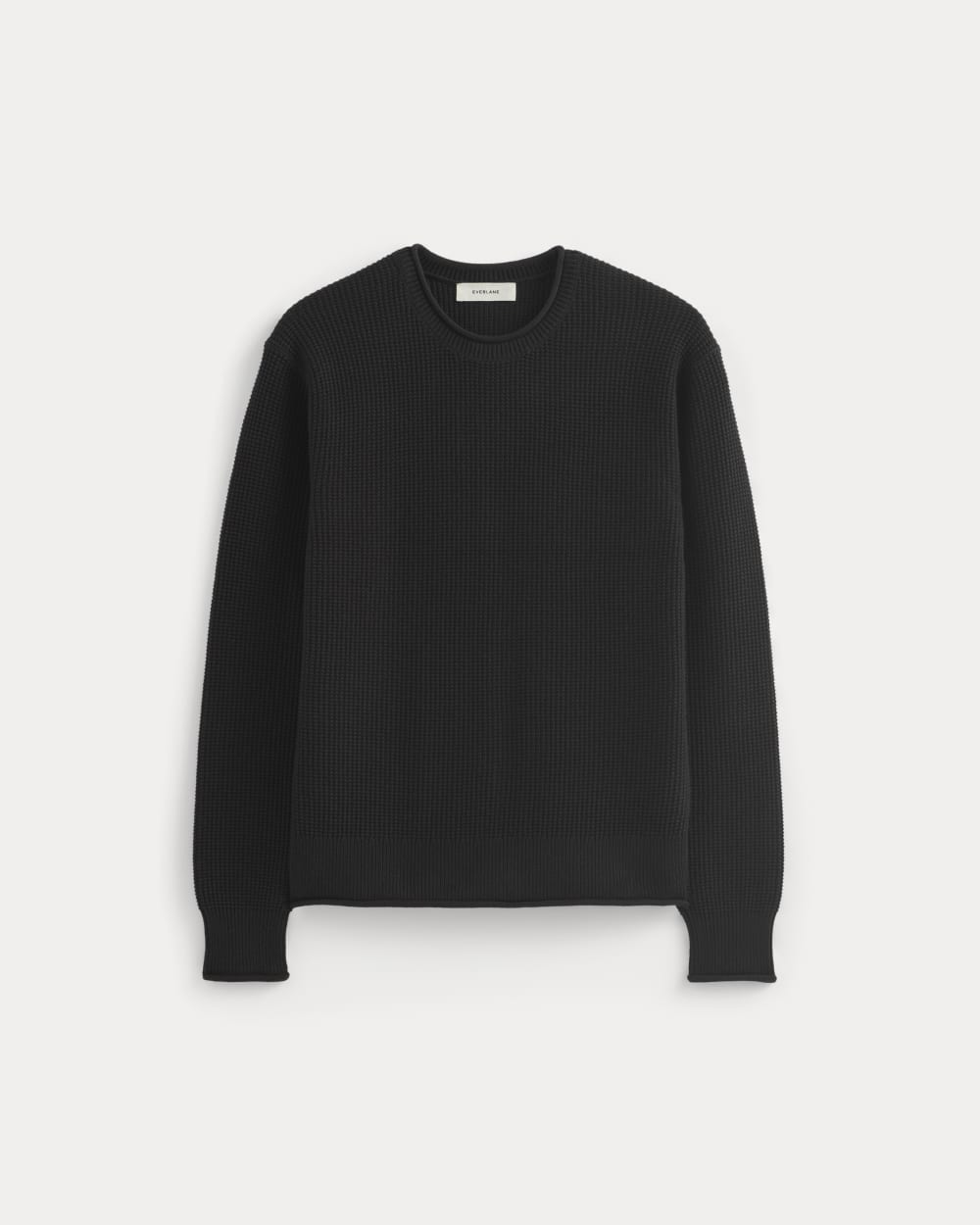 Waffle Rollneck Crew in Everyday Cotton | Black