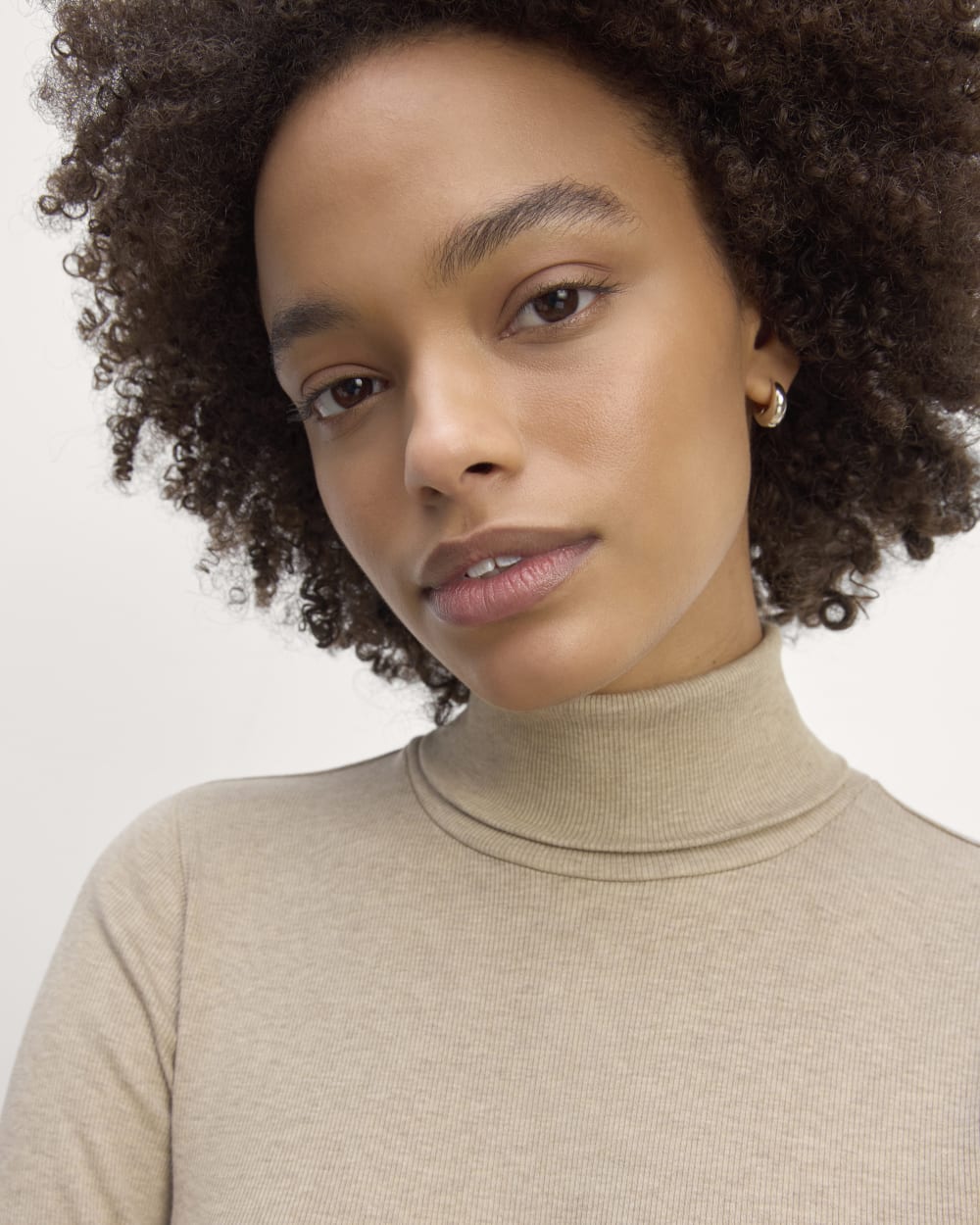 The Luxe Rib Turtleneck | Heathered Tan
