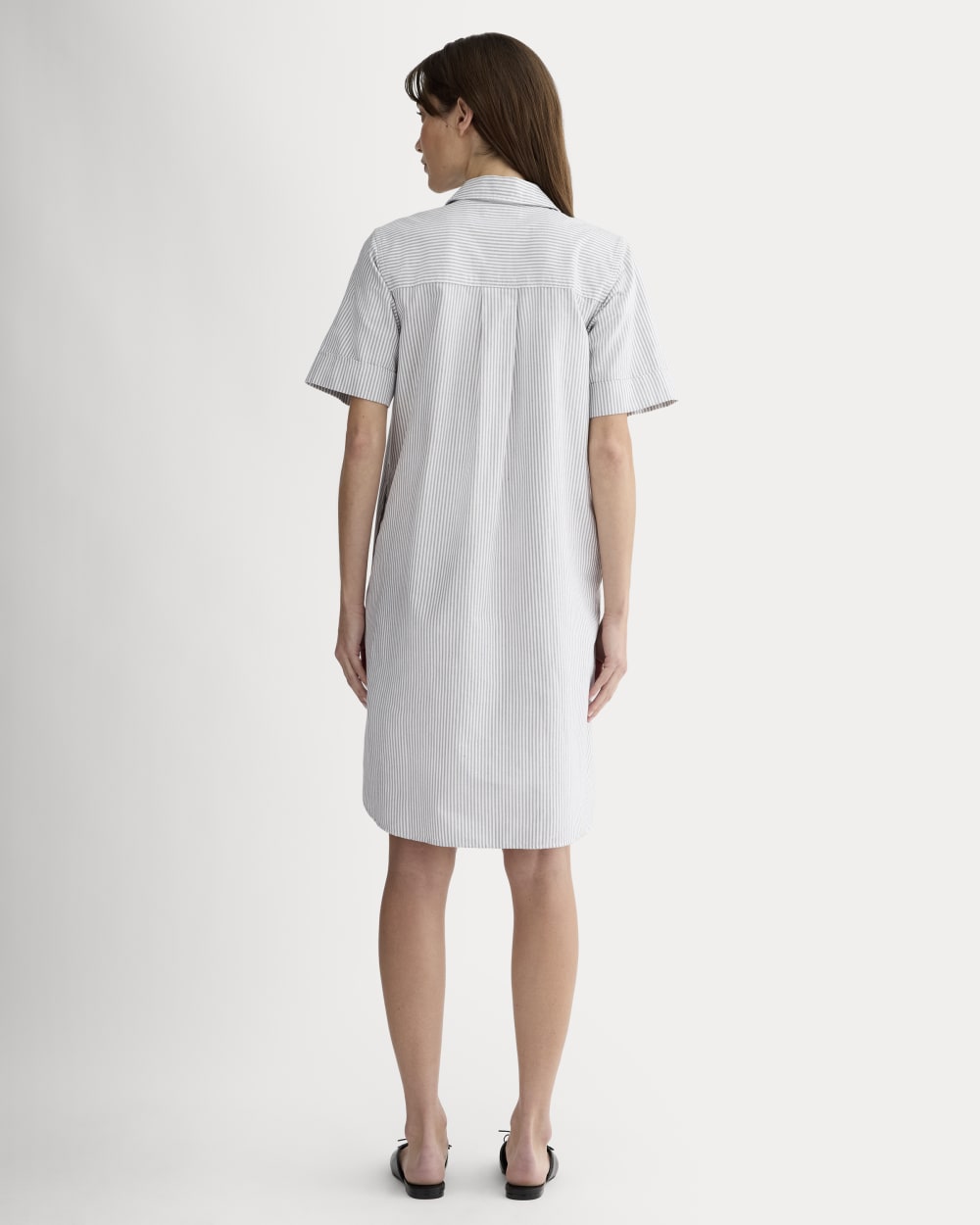 The Oxford Short-Sleeve Shirt Dress | Charcoal / White