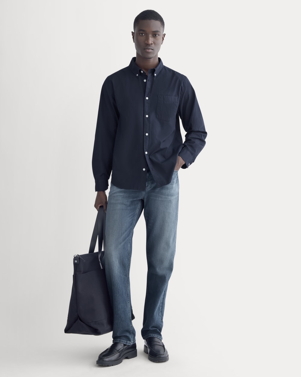 Washed Poplin Shirt | Navy