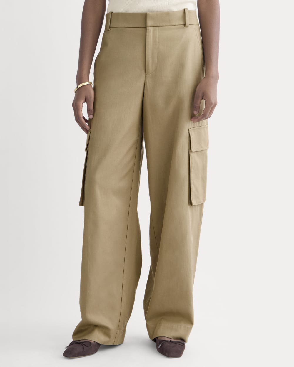 Wide-Leg Cargo Trouser in Buttersmooth | Ash Brown