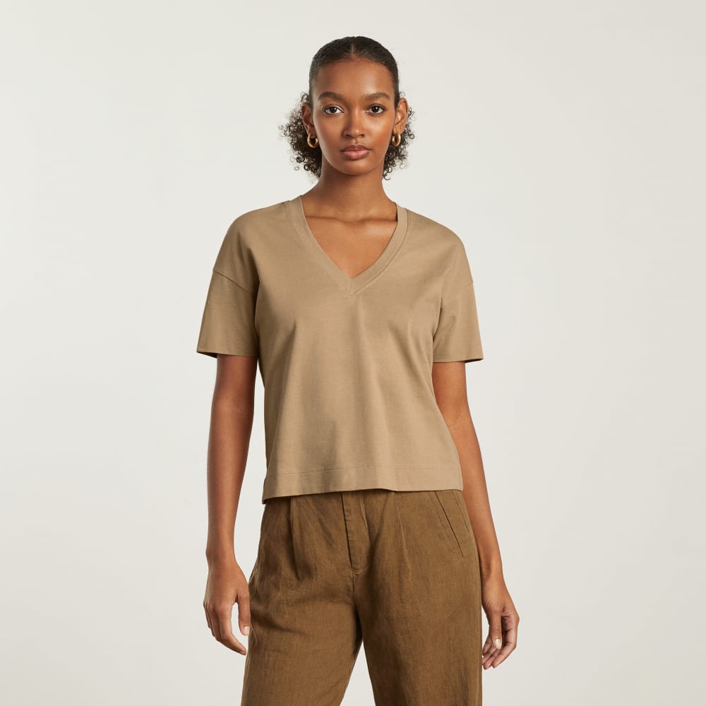 The Organic Cotton Slouchy V-Neck | Iced Coffee