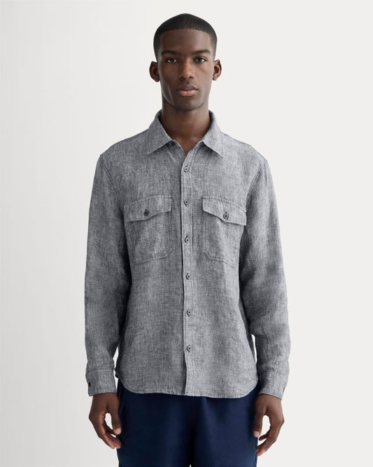 The Linen Utility Shirt | Navy Chambray