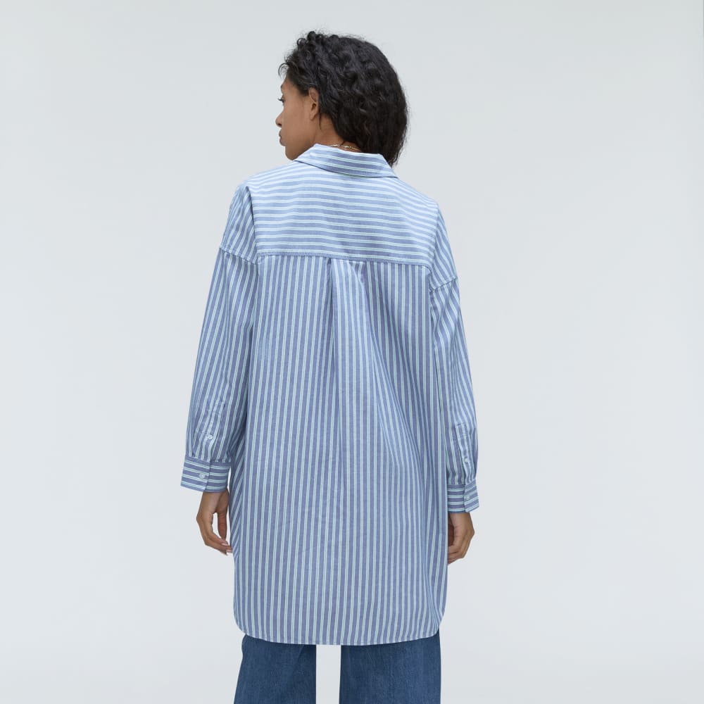 The Way Long Oxford Shirt | Lapis Blue / Bright Jade / Optic White