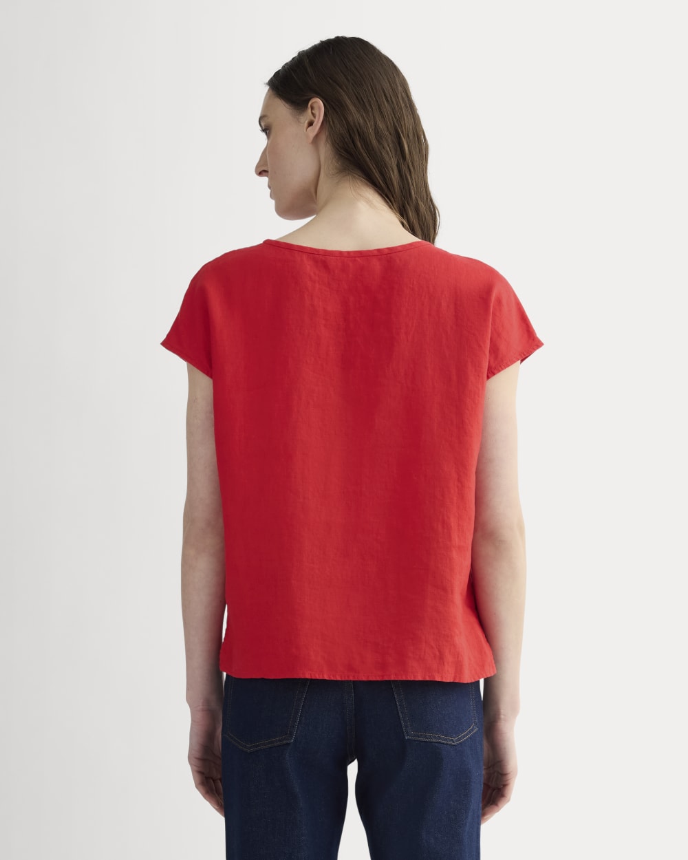 The Muscle Top in Linen | Classic Red