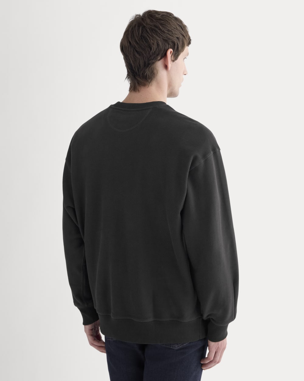 Twill Terry Jacquard Crew Sweatshirt | Black