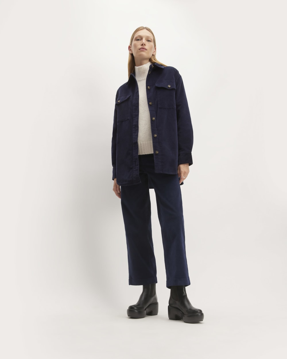 The Corduroy Oversized Shirt Jacket | Navy