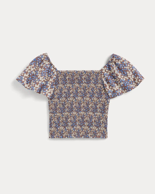 The Gauze Smocked Top | Mocha Floral