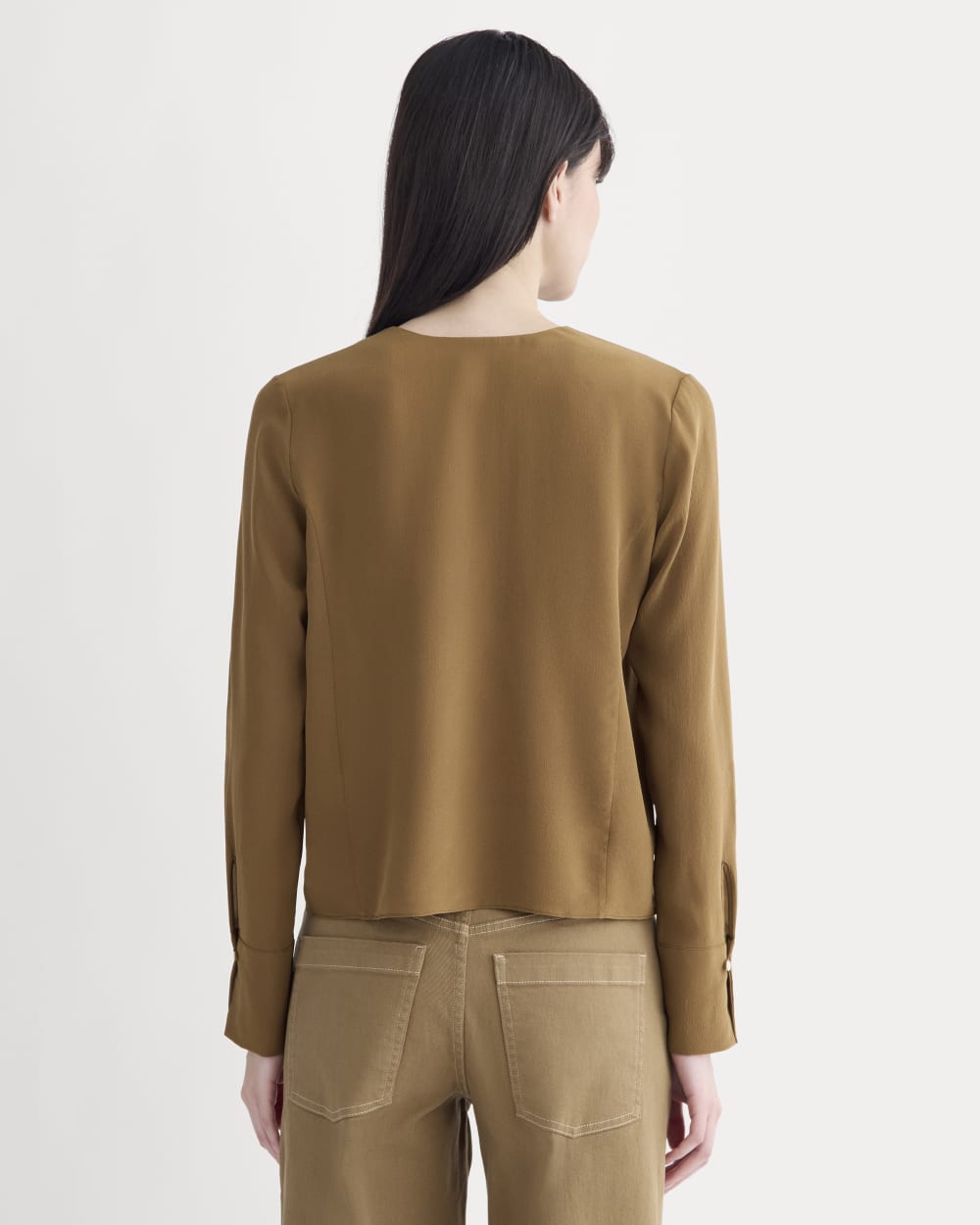 The V-Neck Blouse in Washable Silk | Toffee