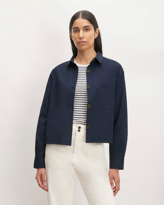 The Structured Cotton Cropped Shirt | Navy