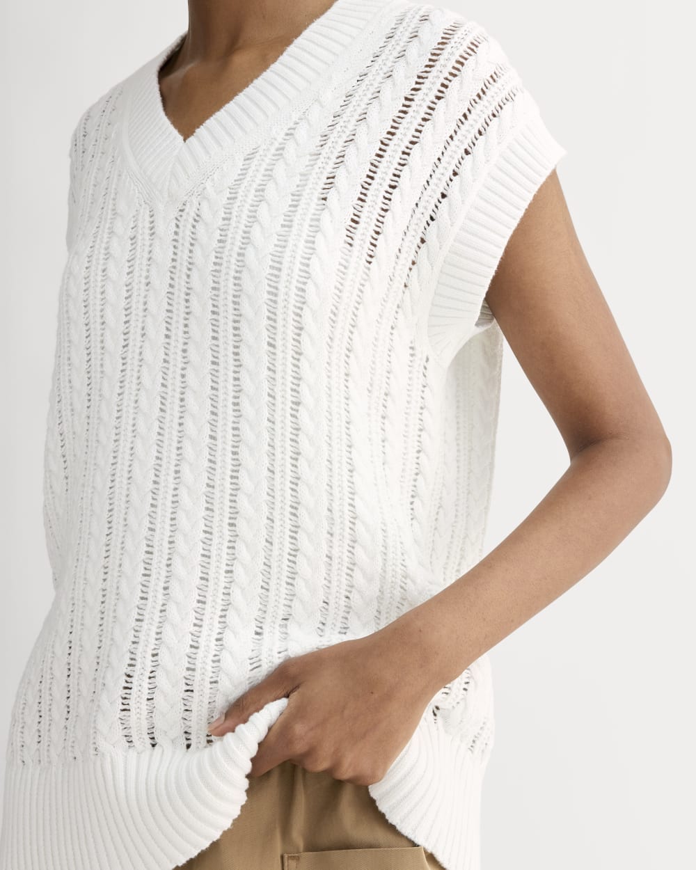 The Mesh Cable Vest in Everyday Cotton | White