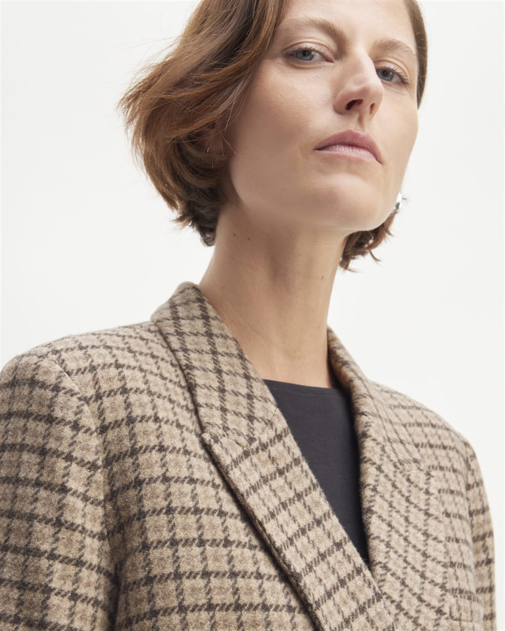 The ReWool® Double-Breasted Blazer | Beige Houndstooth