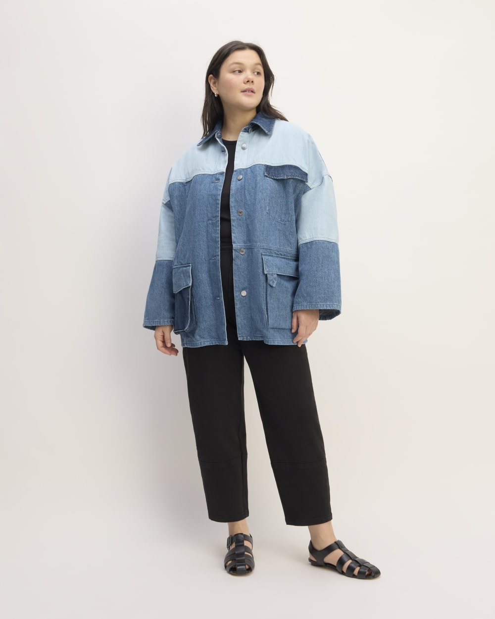 The Everlane x Marques' Almeida Denim Patchwork Jacket | Diamond Blue