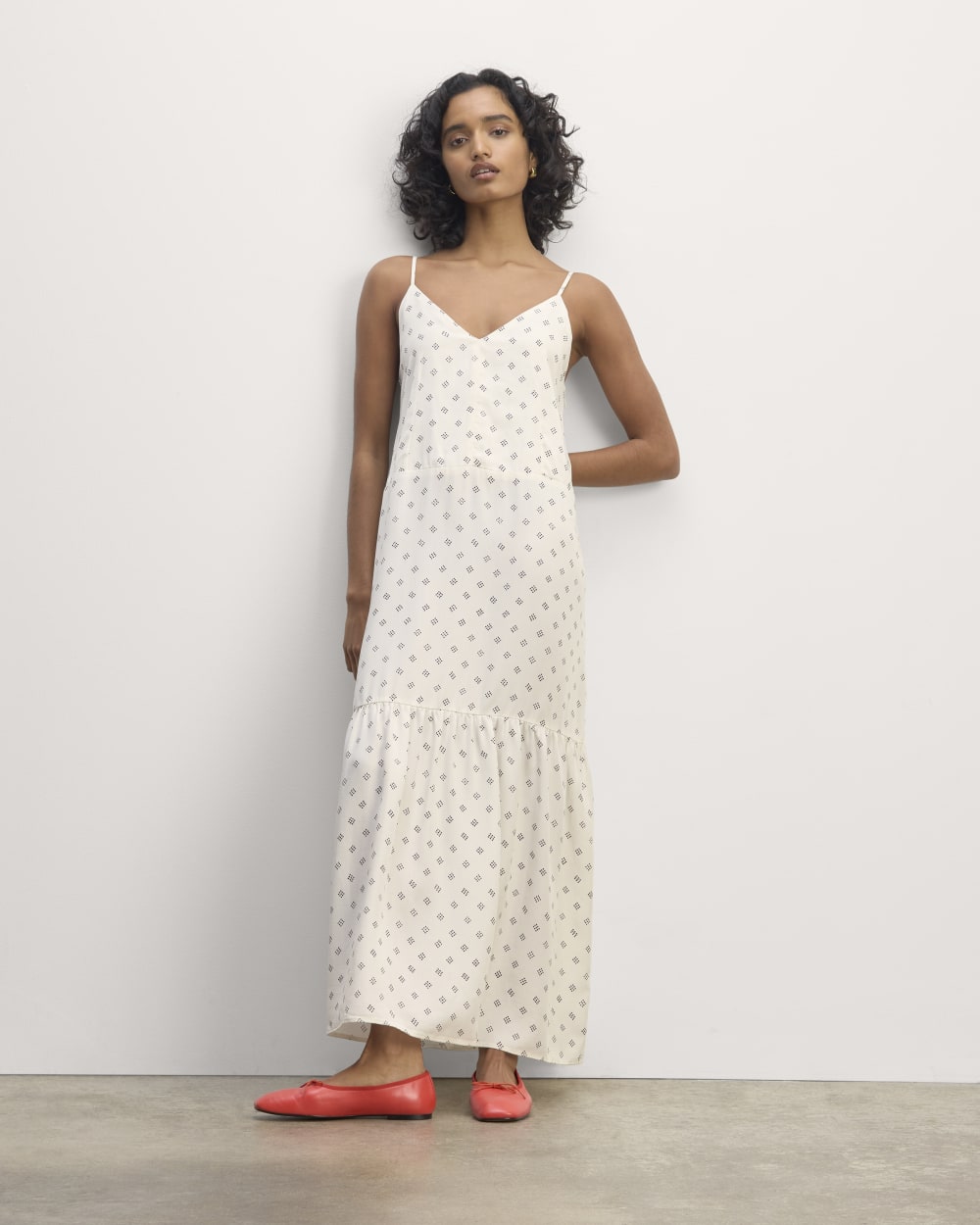 The Long Weekend Dress in Butterlite | Bone / Black Square Dot